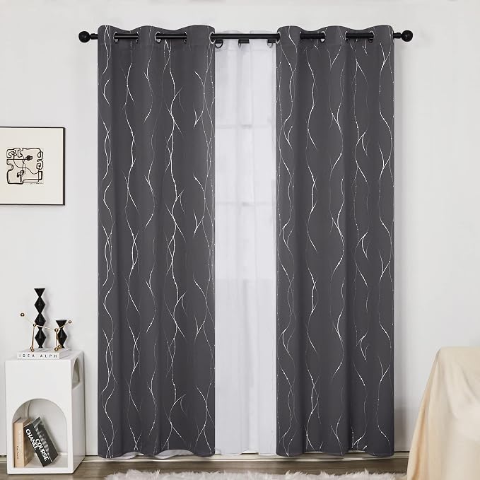 Deconovo Gray Curtains for Living Room, Protect Pravicy Thermal Insulated - Image 2