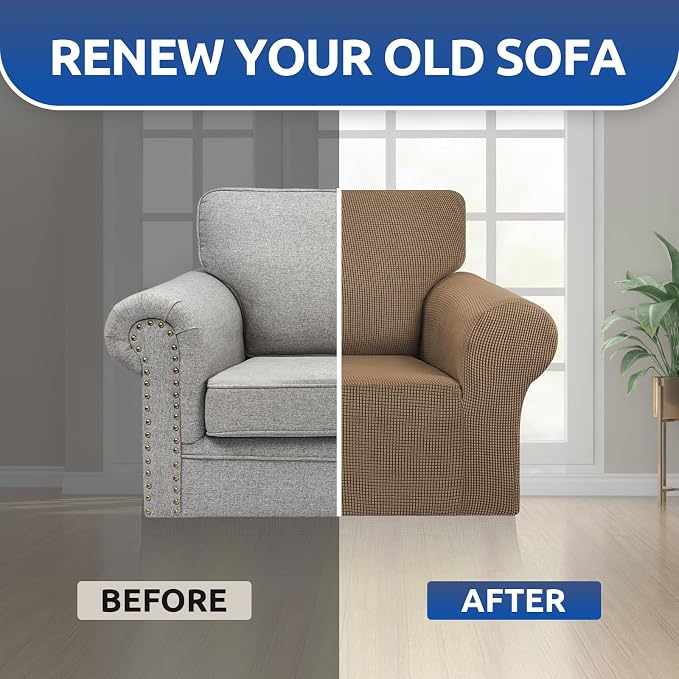 KEKUOU Stretch Single Sofa Slipcover 1 Piece Couch Sofa Cover Furniture - Image 5