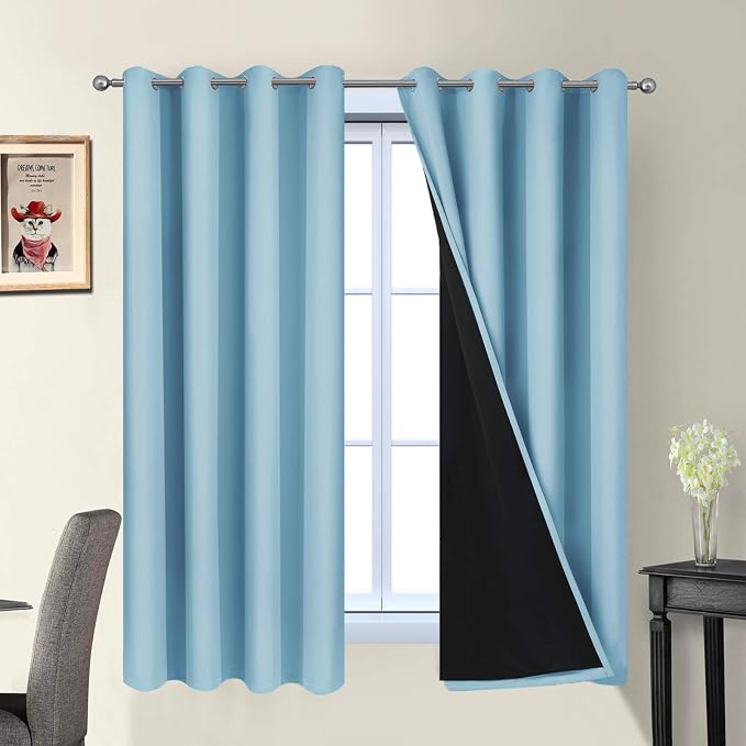 Yakamok 100% Blackout Curtains Energy Saving Thermal Insulated 2 Thick Layers by Yakamok