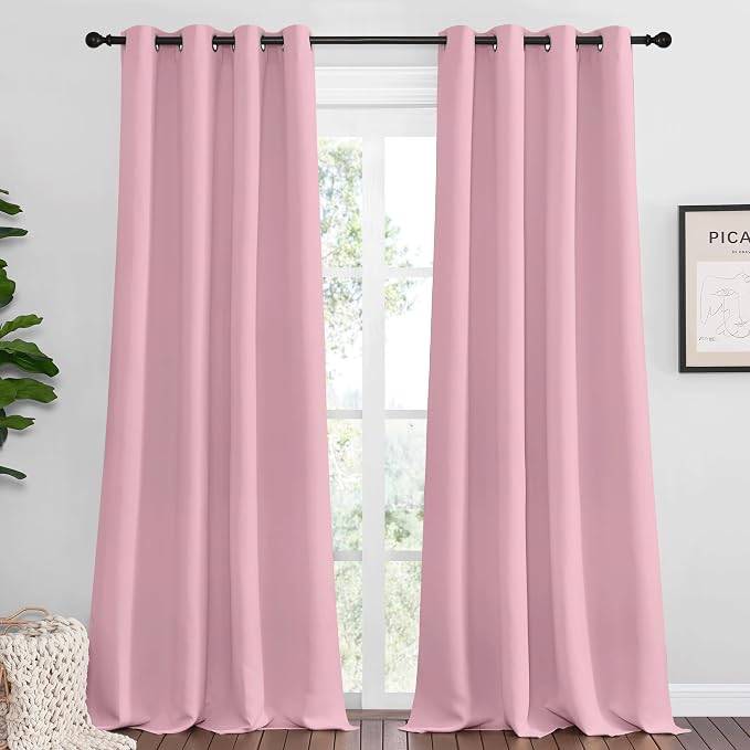 NICETOWN Crystal Pink Blackout Curtains 120" Long by NICETOWN