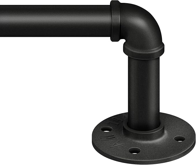 Zeerobee Curtain Rods for Windows 16 to 28, 1 Inch Industrial Wrap Around Black by zeerobee