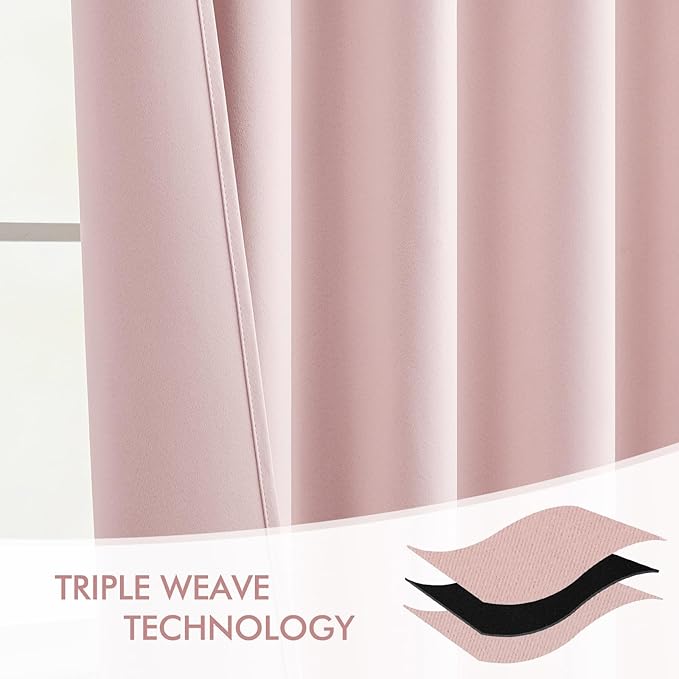 MIULEE Baby Pink Back Tab Blackout Curtains 90 Inch Long 2 Panels Set - Image 7