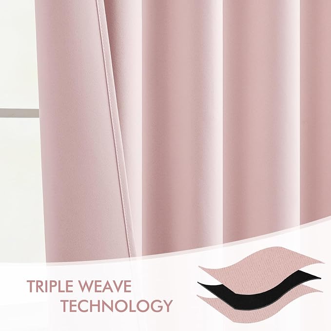 MIULEE Baby Pink Back Tab Blackout Curtains 96 Inch Long 2 Panels Set - Image 7