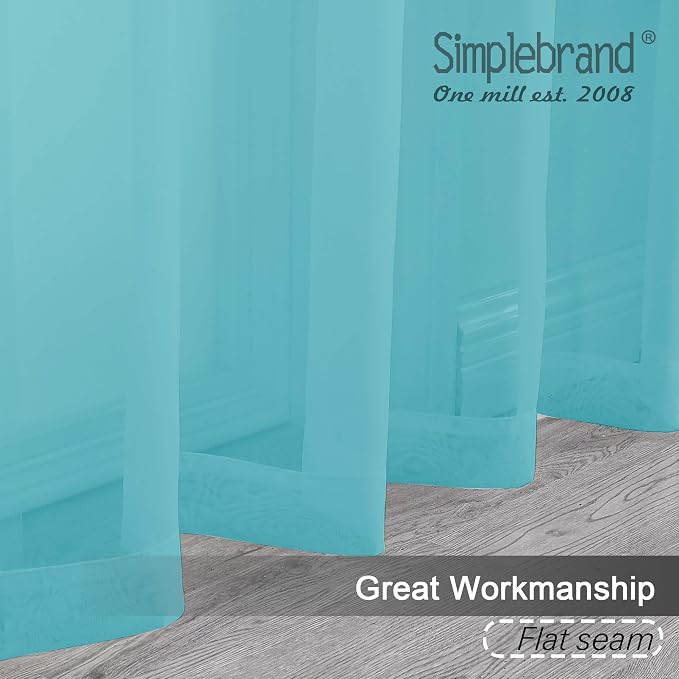 Simplebrand Aqua Sheer Curtains 72 Inches Long 2 Panels - Image 2