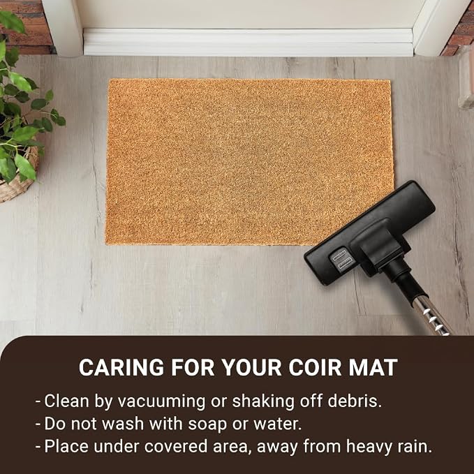 KANKUN Coco Coir Door Mat with Heavy Duty Backing, Welcome Doormat, Doormat - Image 7