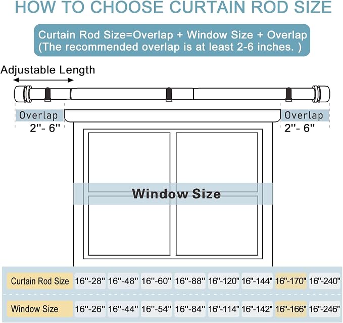 Byondeth Curtain Rods for Windows 16 to 170 Inches Adjustable Length 1 Inch - Image 4