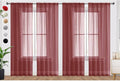 SpaceDresser Burgundy Sheer Curtains 4 Panels Rod Pocket Semi-Sheer Curtain 90 by SpaceDresser