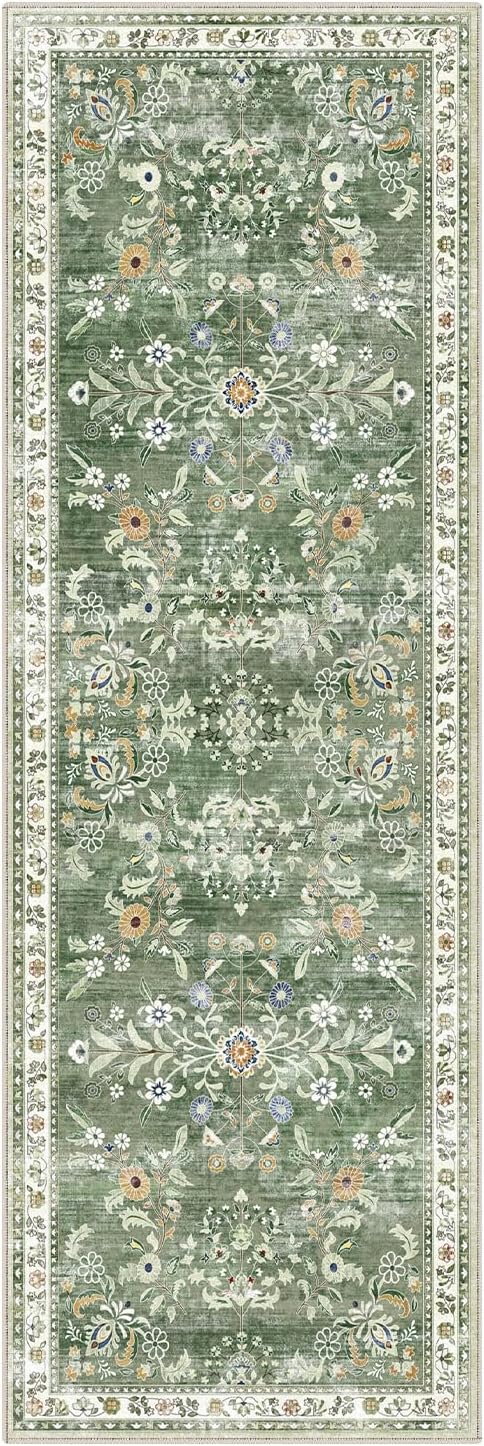 Yamaziot Washable Runner Rug 2x6 – Non Slip Boho Floral Hallway Runner Rug - Image 9