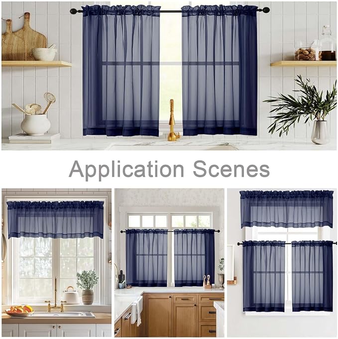 Cafe Curtains 36 Inch Length Tier 2 Pieces, Modern Soft Airy Sheer Kitchen - Image 6