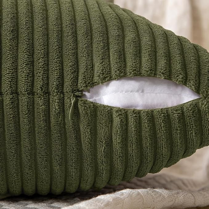 MIULEE Olive Green Decorative Throw Pillow Covers 18x18 Inch - Image 4
