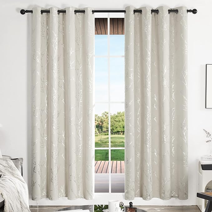 Deconovo Beige Blackout Curtains, Boho Farmhouse Curtain, Thermal Insulated - Image 2