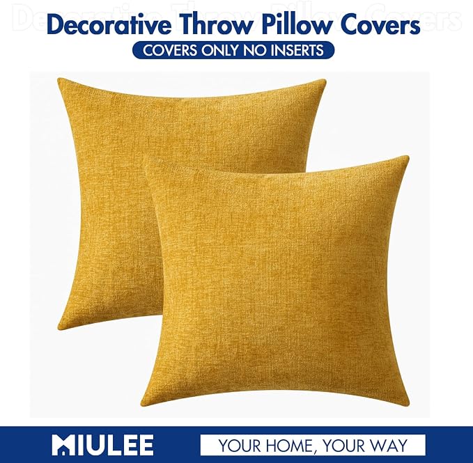 MIULEE Pack of 2 Mustard Yellow Throw Pillow Covers 20x20 Inch Soft Spring - Image 6
