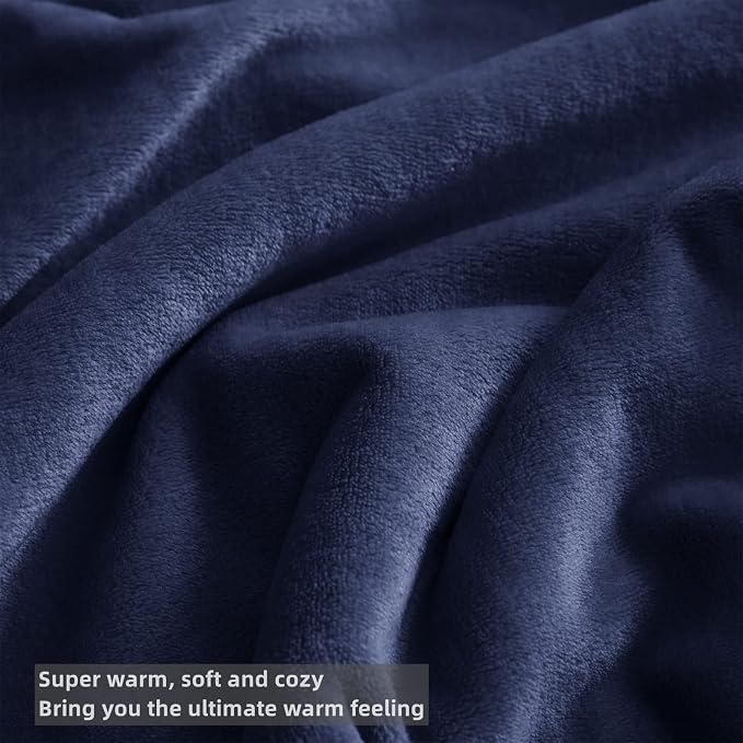KMUSET Fleece Blanket Throw Size Navy Lightweight Super Soft Cozy Luxury Bed - Image 3