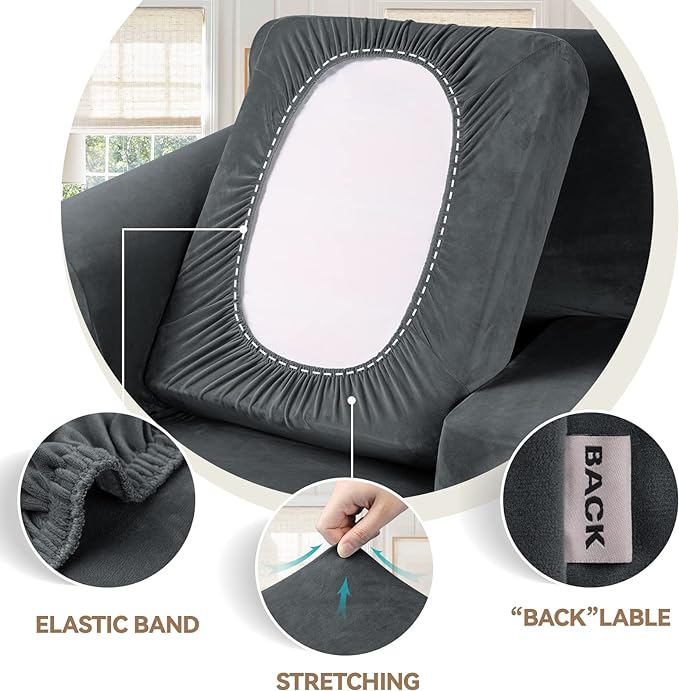 WEERRW 4 Pieces Velvet High Stretch Couch Covers - Image 3