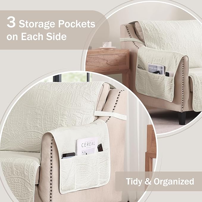 Quilted Grand Sofa Covers for 4 Cushion Couch, Couch Cover for Grand Sofa - Image 4