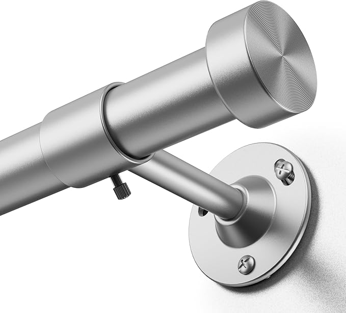 YaFex Heavy Duty Curtain Rods 32-120 Inch, 1 Inch Adjustable Silver Curtain Rod by YaFex