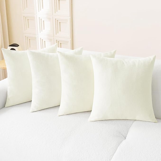CaliTime Throw Pillow Covers Decorative 18 X 18 Inches Pack of 4 Cozy Chenille by CaliTime