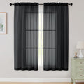 Sheer Black Curtains for Bedroom Living Room 63 Inch Length 2 Panels, Airy Soft by WelvetBLK