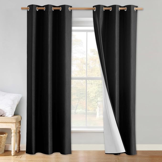 NICETOWN Vintage Open Linen Weave Flax Thermal Curtains, 100% Blackout Curtains by NICETOWN