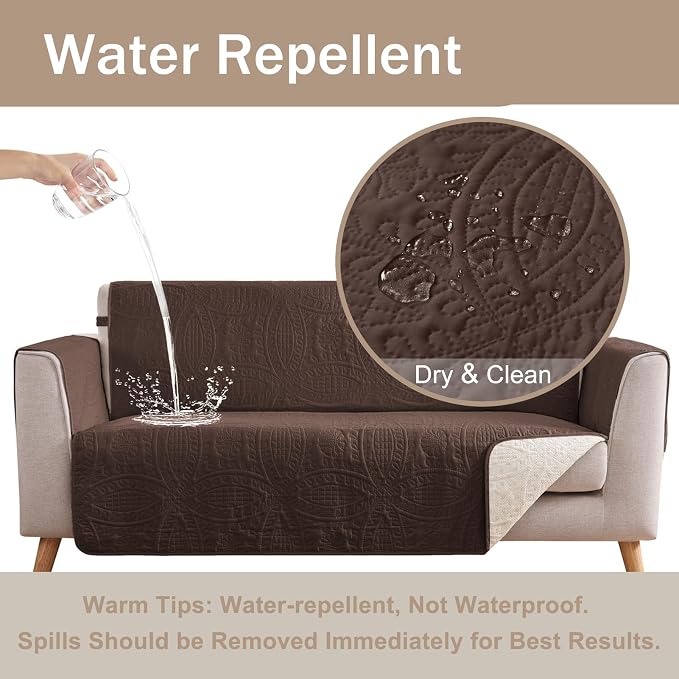 Water Repellent Loveseat Cover for 2 Cushion Couch, Machine Washable Love Seat - Image 2