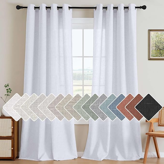 H.VERSAILTEX Living Room Linen Curtains Home Decorative Grommet Curtains by HVERSAILTEX