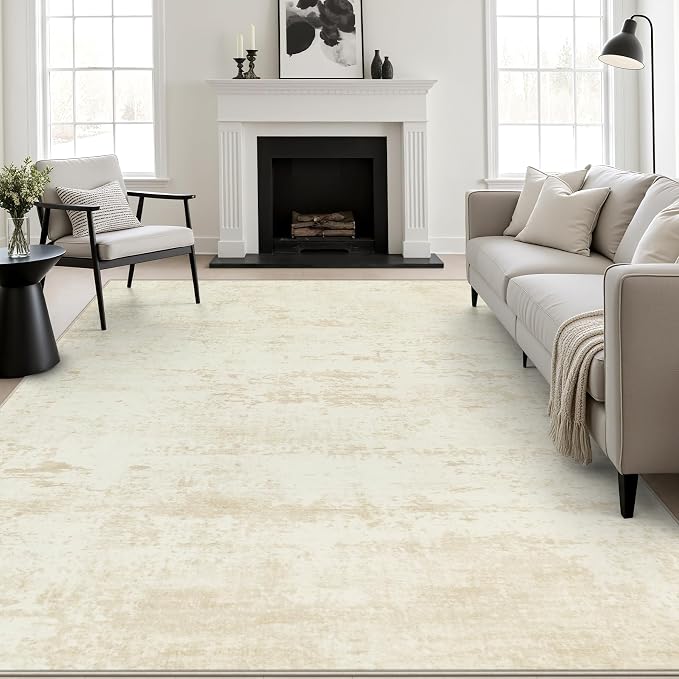 5x8 Area Rug Living Room: Modern Washable Indoor Soft Carpet Beige | by FXRHLP