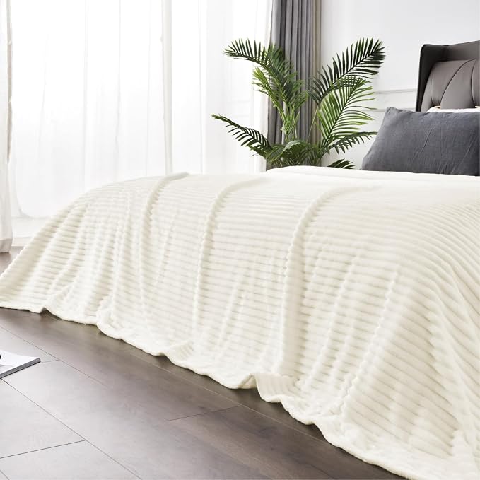 BEDELITE Fleece Blanket Full Size – 3D Ribbed Jacquard Soft and Warm Decorative by BEDELITE
