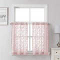 Lecloud Leia Blush Pink Sheer Kitchen Curtains 30 Inch Length 2 Pcs, Leaf by Lecloud