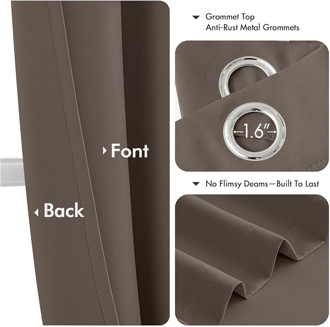 MIULEE Blackout Curtains for Bedroom 2 Panels 40 x 45 Inch Long Tan Brown | - Image 4