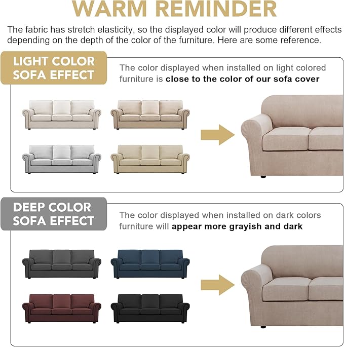 4 Piece Stretch Sofa Covers for 3 Cushion Couch Covers Furniture Slipcovers - Image 4