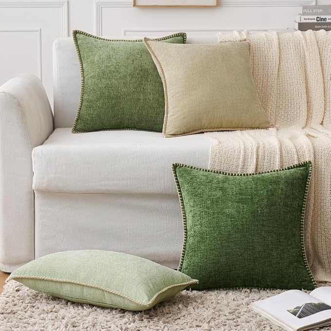 MIULEE Pack of 2 Couch Throw Pillow Covers 26x26 Inch Beige Farmhouse - Image 6