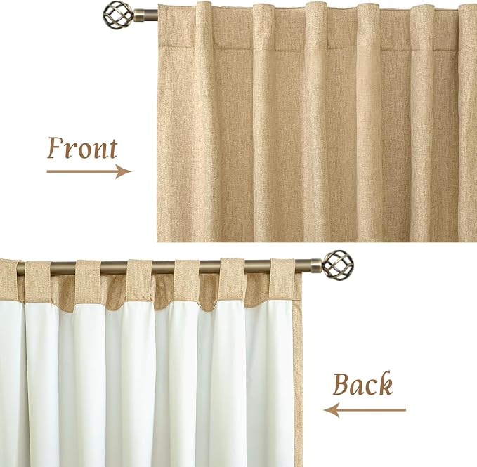 100% Blackout Linen Curtains 63 Inches Long 2 Panels, 60 x 63 Inch | Thermal - Image 8