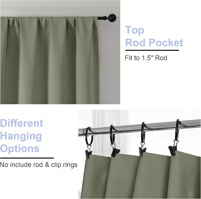 Simplebrand Ava Sage Green Blackout Curtains - Image 4