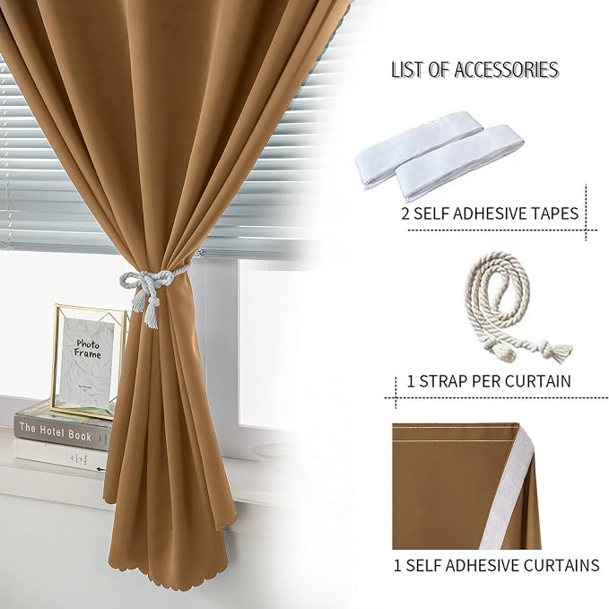 Self Adhesive Curtains, Stick Curtain Blackout Shades Window Cover Curtains - Image 2