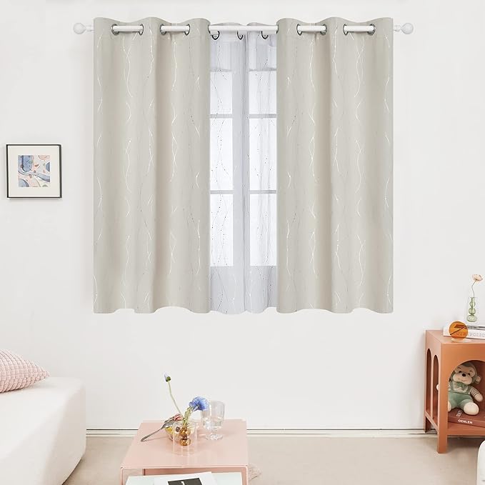 Deconovo Beige Blackout Curtains, Room Darkening Curtain, Thermal Insulated - Image 2