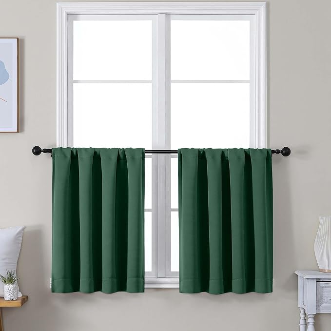 Simplebrand Ava Ever Green Short 24 Inches Blackout Curtain 2 Panels Set by Simplebrand