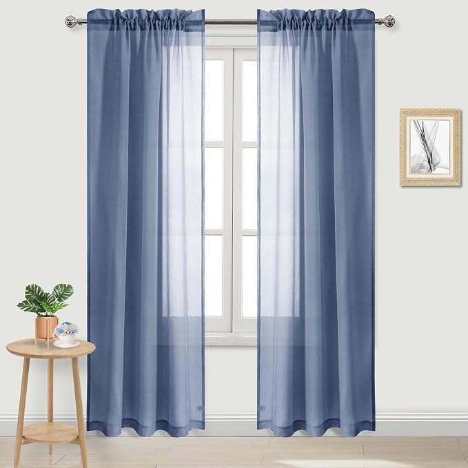 DWCN Sheer Curtains Semi Transparent Voile Rod Pocket Curtains by DWCN