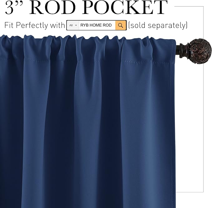 RYB HOME 54 inch Blackout Curtains - Image 2