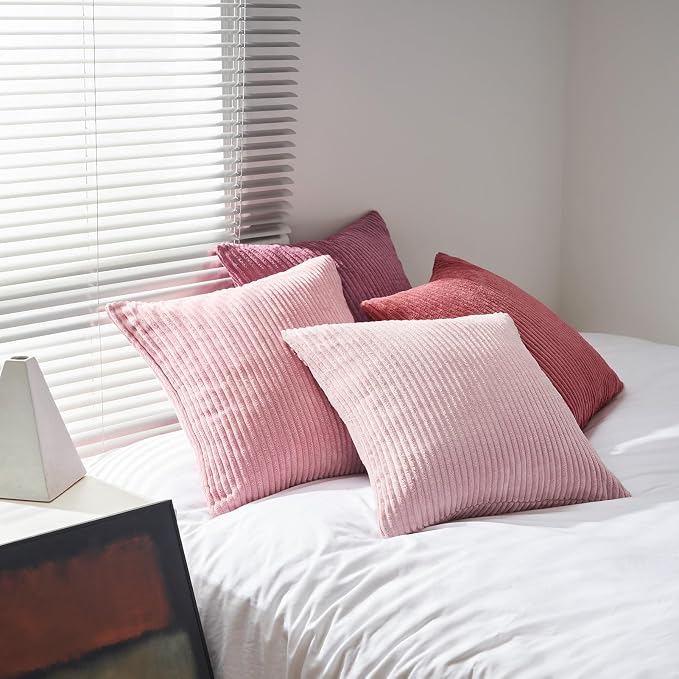 Topfinel Pink Throw Pillow Covers 12x12 Inch Set of 4, Soft Farmhouse Corduroy - Image 5