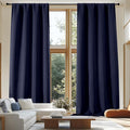Simplebrand Ava Navy Blue Blackout Extra Long 10ft Curtains by Simplebrand