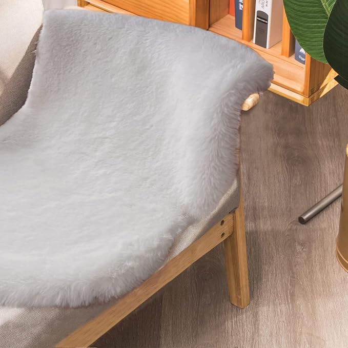 ORINOVA Grey Runner Fuzzy Rug for Bedroom Washable Fluffy Nursery Rugs for - Image 3