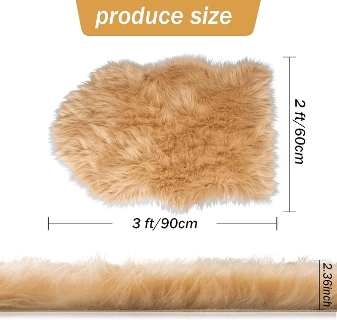 Faux Fur Rug - Faux Sheepskin Rug 2x3 Ft Irregular Shaped Carpet Fluffy Carpet - Image 2