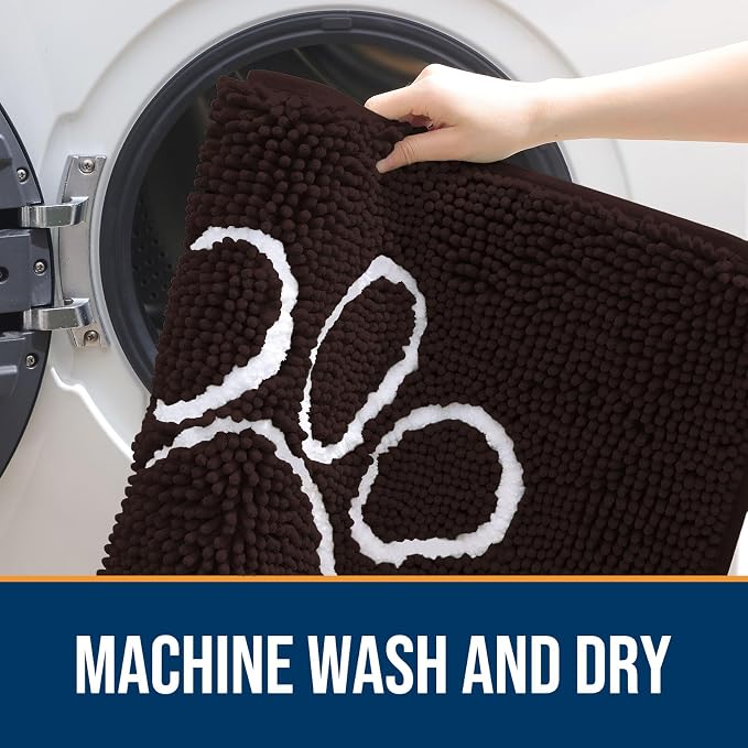 OLANLY Dog Door Mat for Muddy Paws 70x46, Paw Print Design, Absorbs Moisture - Image 5