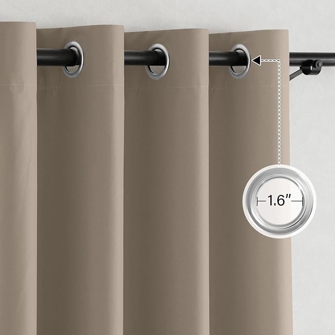 NICETOWN 100% Blackout Tan Curtains 96 inch Long, Grommet Thermal Insulated - Image 2