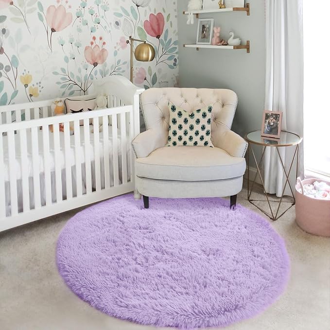 Amdrebio Light Purple Circle Round Rugs 4Ft - Image 5