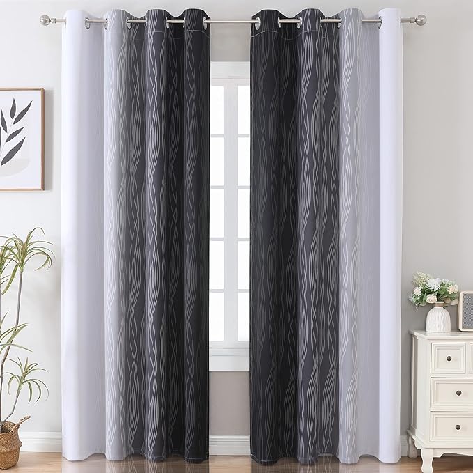 Estelar Textiler Ombre Blackout Curtains 102 Inches Long 2 Panels Set, Full - Image 2