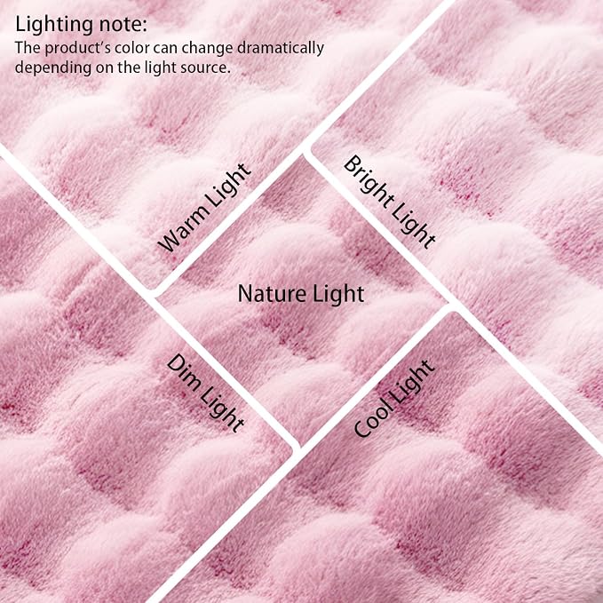 Pink Rabbit Plush Rug 5'x8', Fluffy Shaggy Area Rug - Image 5