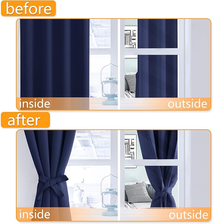 Blackout Curtains for Bedroom, 52 x 36 Inch, 2 Panels | Thermal Insulated & - Image 4