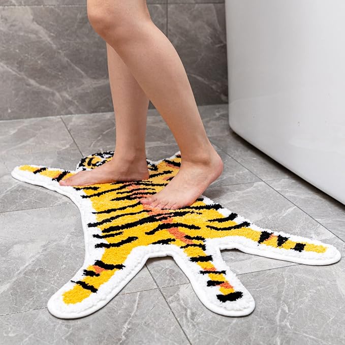 Tiger Print Rug, Animal Printed Small Area Rugs Faux Cowhide Skin Leather - Image 5
