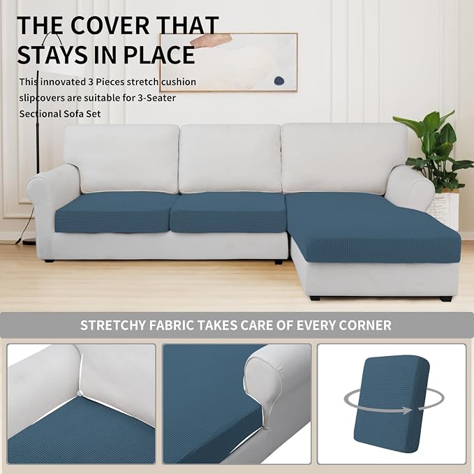 Easy-Going Stretch 3 Pieces Couch Cushion Covers - Image 5